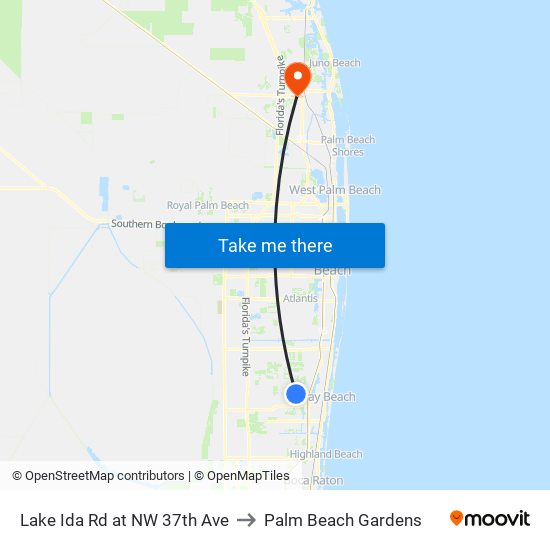 Lake Ida Rd at  NW 37th Ave to Palm Beach Gardens map