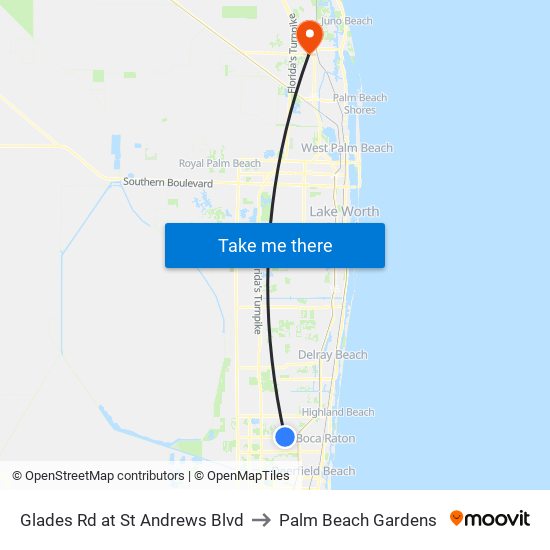 Glades Rd at  St Andrews Blvd to Palm Beach Gardens map