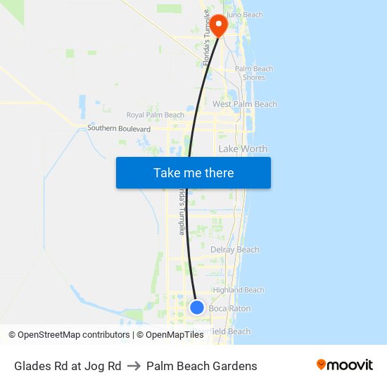 Glades Rd at Jog Rd to Palm Beach Gardens map