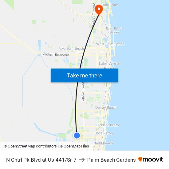 N Cntrl Pk Blvd at  Us-441/Sr-7 to Palm Beach Gardens map