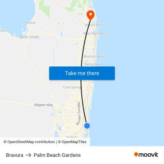 Bravura to Palm Beach Gardens map