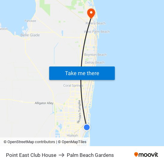 Point East Club House to Palm Beach Gardens map