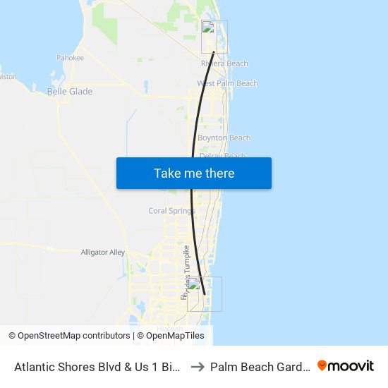Atlantic Shores Blvd & Us 1 Big Irvs to Palm Beach Gardens map