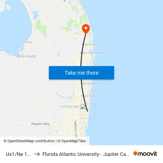 Us1/Ne 12 S to Florida Atlantic University - Jupiter Campus map