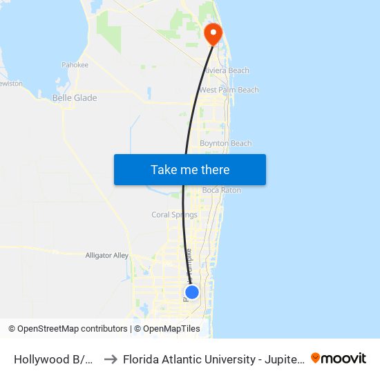 Hollywood B/S 56 A to Florida Atlantic University - Jupiter Campus map