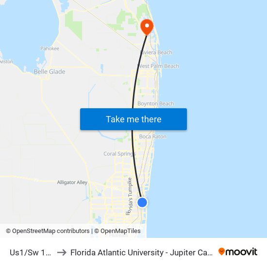 Us1/Sw 10 S to Florida Atlantic University - Jupiter Campus map