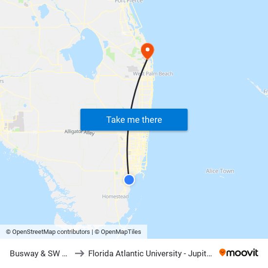 Busway & SW 104 St to Florida Atlantic University - Jupiter Campus map