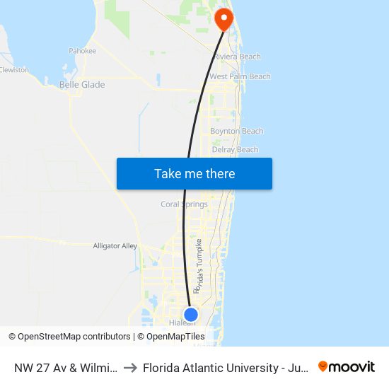 NW 27 Av & Wilmington St to Florida Atlantic University - Jupiter Campus map