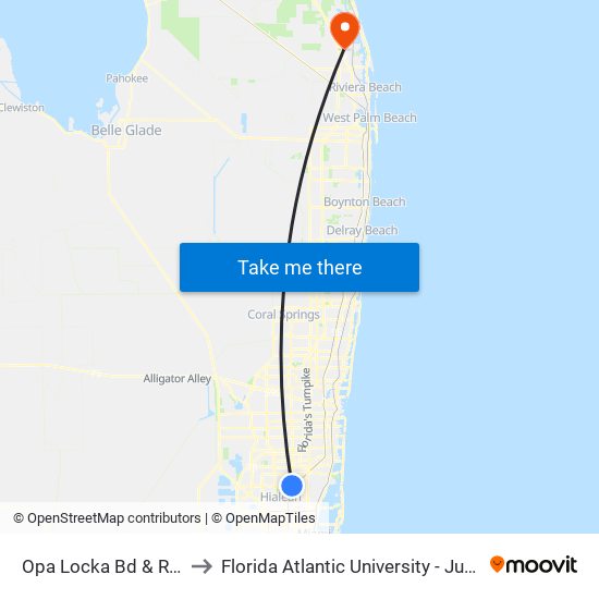 Opa Locka Bd & Rutland St to Florida Atlantic University - Jupiter Campus map