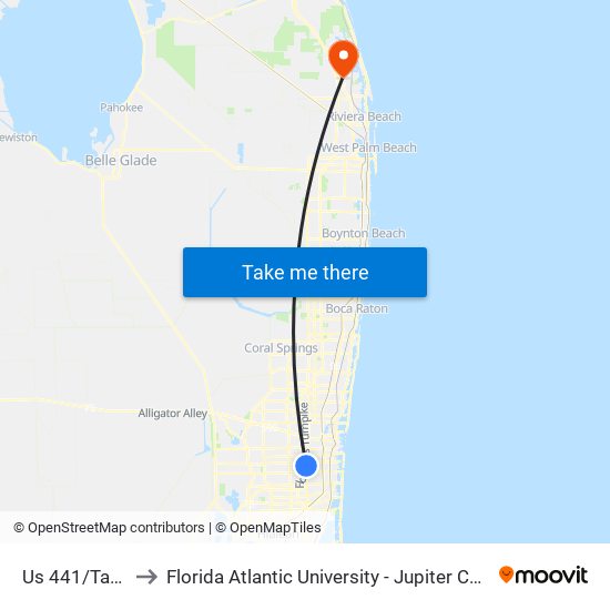 Us 441/Taft S to Florida Atlantic University - Jupiter Campus map