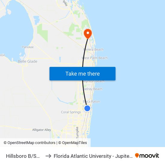 Hillsboro B/Sw 12 A to Florida Atlantic University - Jupiter Campus map