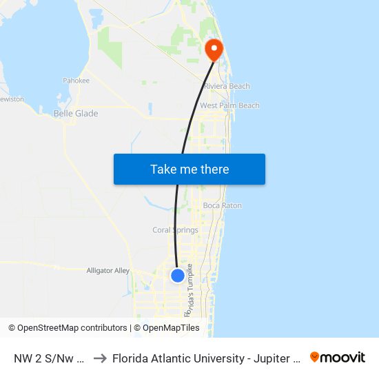 NW 2 S/NW 84 A to Florida Atlantic University - Jupiter Campus map