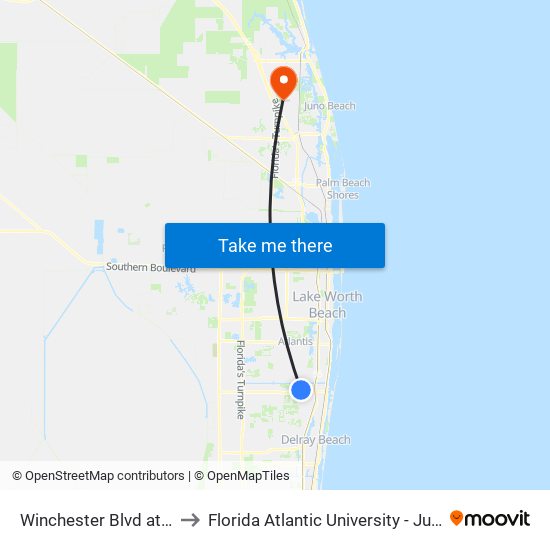 WINCHESTER BLVD at OLD NAVY to Florida Atlantic University - Jupiter Campus map