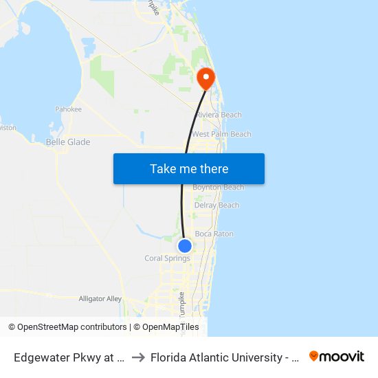 Edgewater Pkwy at  Marina Blvd to Florida Atlantic University - Jupiter Campus map