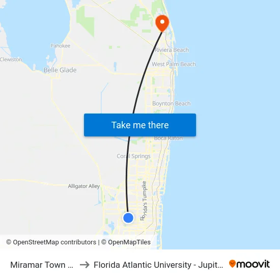 Miramar Town Center to Florida Atlantic University - Jupiter Campus map