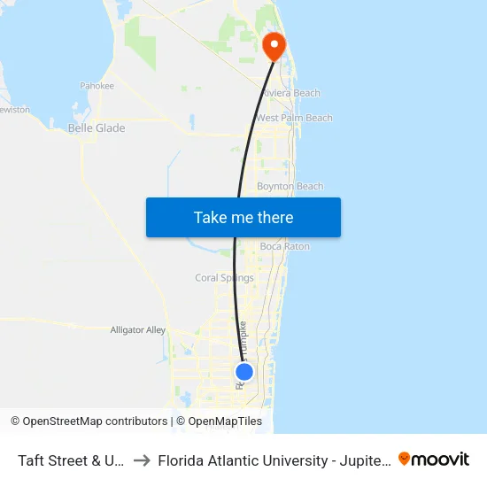 Taft Street & US 441 to Florida Atlantic University - Jupiter Campus map