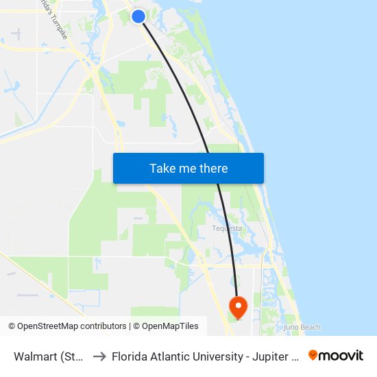 Walmart (Stuart) to Florida Atlantic University - Jupiter Campus map