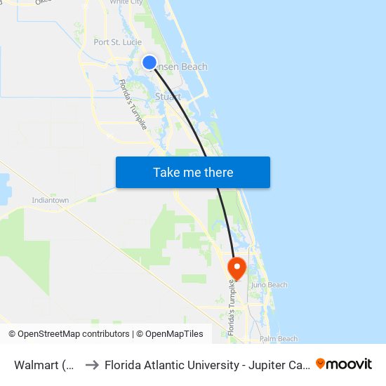 Walmart (Psl) to Florida Atlantic University - Jupiter Campus map