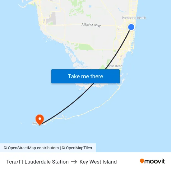 Tcra/Ft Lauderdale Station to Key West Island map