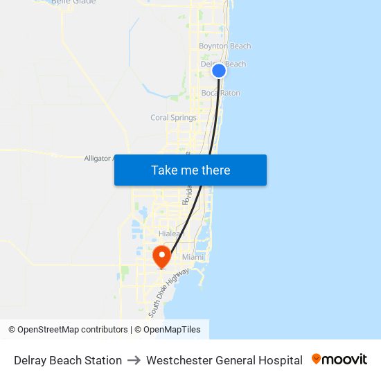 Delray Beach Station to Westchester General Hospital map