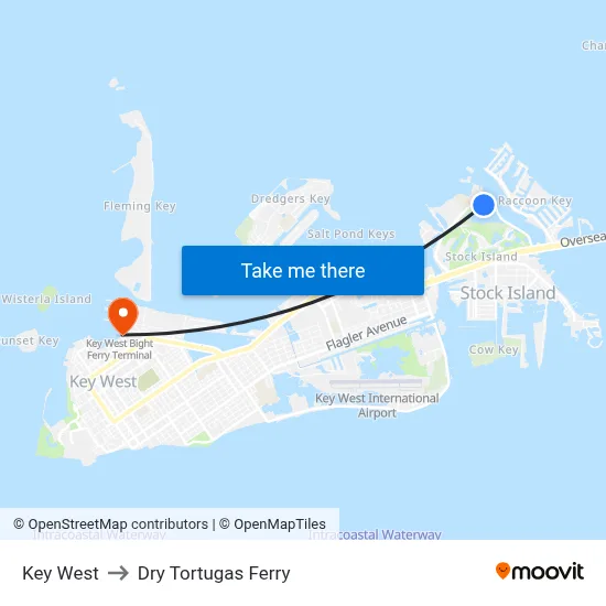 Key West to Dry Tortugas Ferry map