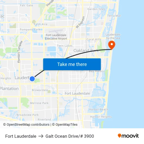 Fort Lauderdale to Galt Ocean Drive/# 3900 map