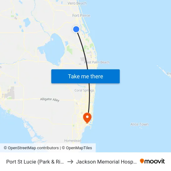 Port St Lucie (Park & Ride) to Jackson Memorial Hospital map
