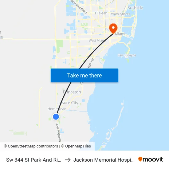 Sw 344 St Park-And-Ride to Jackson Memorial Hospital map