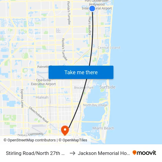 Stirling Road/North 27th Avenue to Jackson Memorial Hospital map