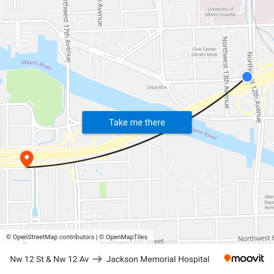 Nw 12 St & Nw 12 Av to Jackson Memorial Hospital map