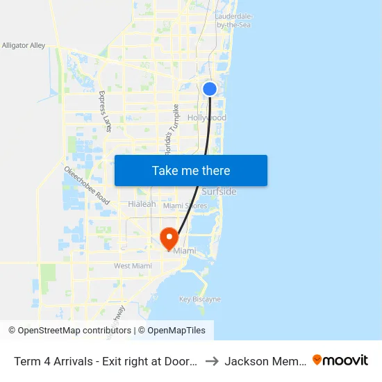 Term 4 Arrivals - Exit right at Door 414 - White Awning - Zone B to Jackson Memorial Hospital map