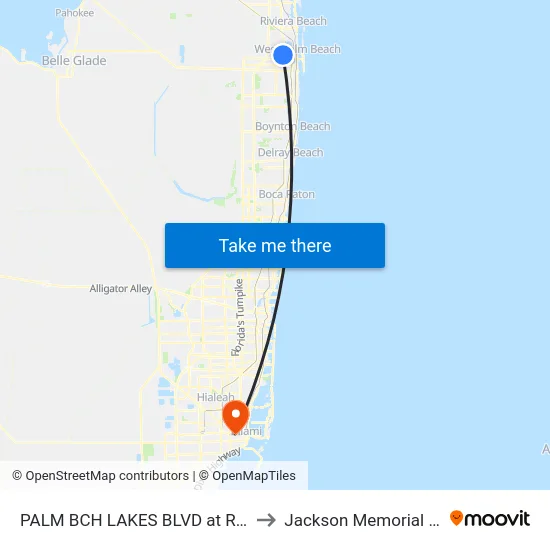 PALM BCH LAKES BLVD at  ROBBINS DR to Jackson Memorial Hospital map