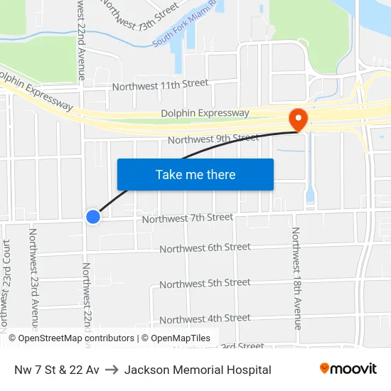 Nw 7 St & 22 Av to Jackson Memorial Hospital map