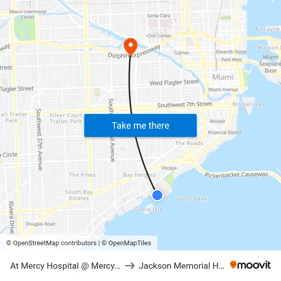 At Mercy Hospital @ Mercy Wy Exit to Jackson Memorial Hospital map