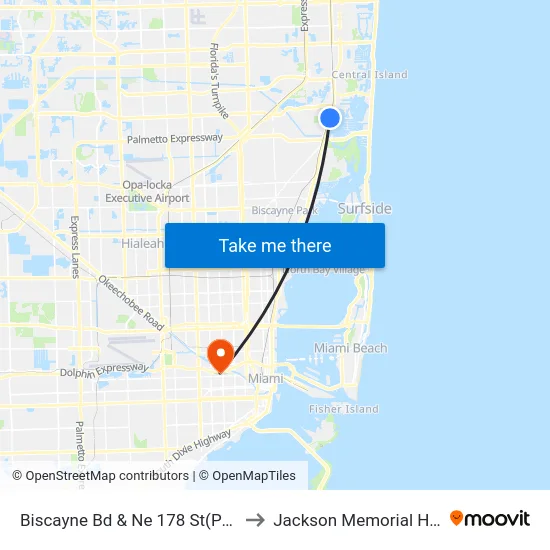 Biscayne Bd & Ne 178 St(Point East to Jackson Memorial Hospital map