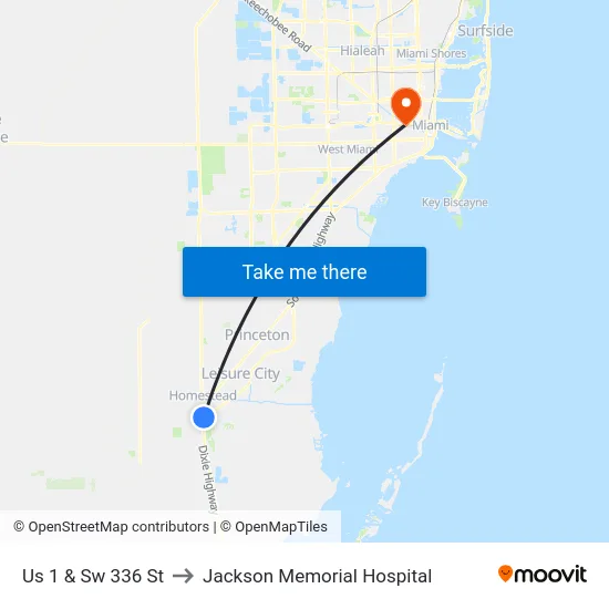 Us 1 & Sw 336 St to Jackson Memorial Hospital map
