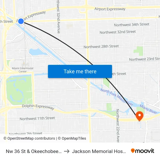 Nw 36 St & Okeechobee Rd to Jackson Memorial Hospital map