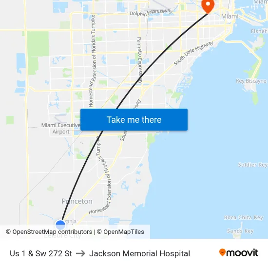 Us 1 & Sw 272 St to Jackson Memorial Hospital map