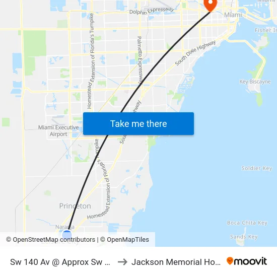 Sw 140 Av @ Approx Sw 278 St to Jackson Memorial Hospital map