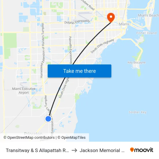 Transitway & S Allapattah Rd Station to Jackson Memorial Hospital map