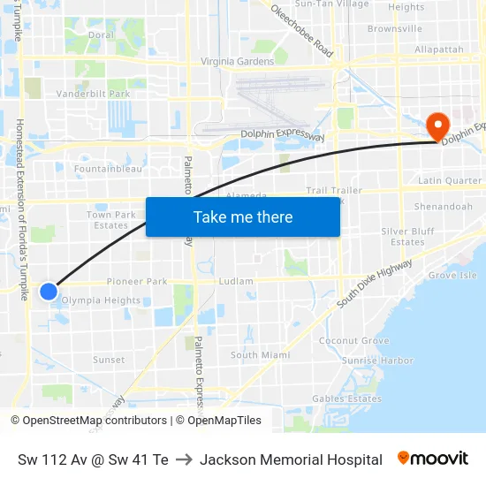 Sw 112 Av @ Sw 41 Te to Jackson Memorial Hospital map