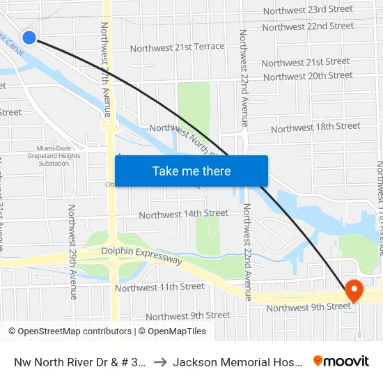Nw North River Dr & # 3033 to Jackson Memorial Hospital map