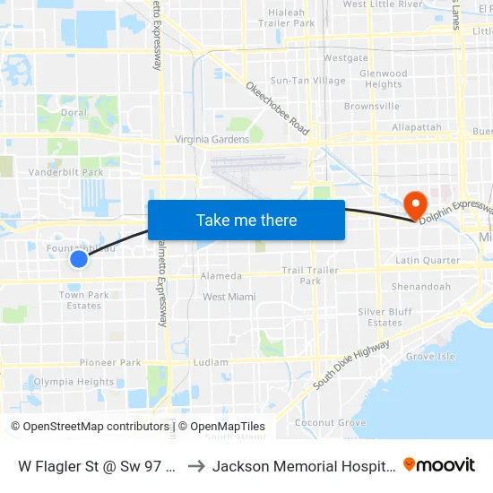 W Flagler St @ Sw 97 Av to Jackson Memorial Hospital map