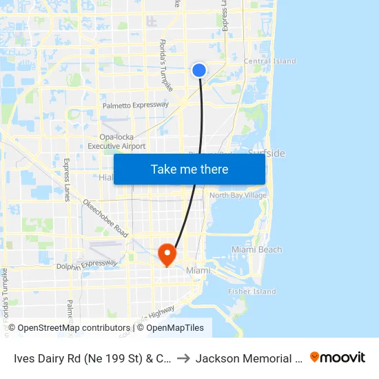 Ives Dairy Rd (Ne 199 St) & California Dr to Jackson Memorial Hospital map