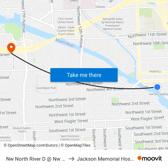 Nw North River D @ Nw 6 Av to Jackson Memorial Hospital map