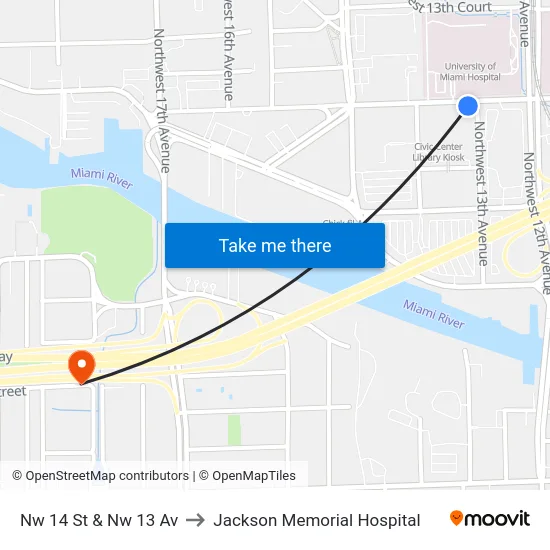 Nw 14 St & Nw 13 Av to Jackson Memorial Hospital map