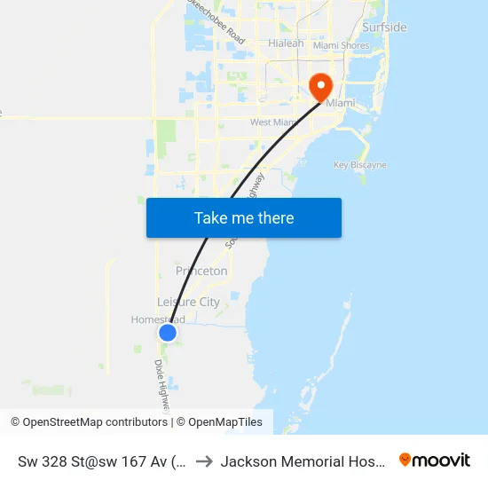 Sw 328 St@sw 167 Av (E/f) to Jackson Memorial Hospital map