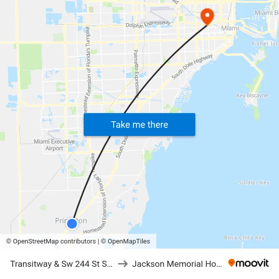 Transitway & Sw 244 St Station to Jackson Memorial Hospital map