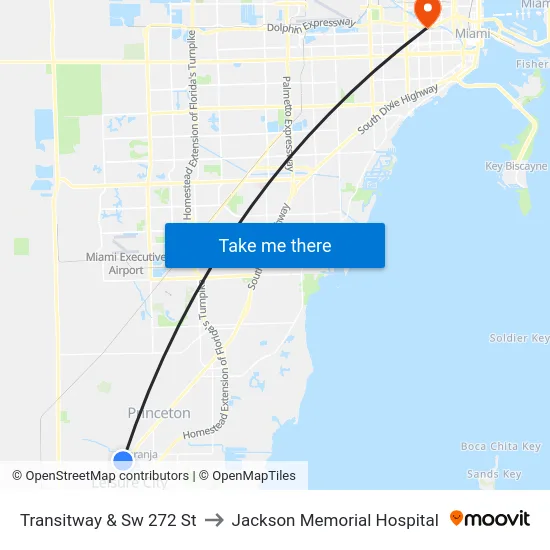 Transitway & Sw 272 St to Jackson Memorial Hospital map