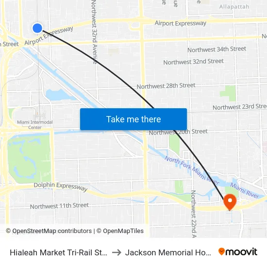 Hialeah Market Tri-Rail Station to Jackson Memorial Hospital map